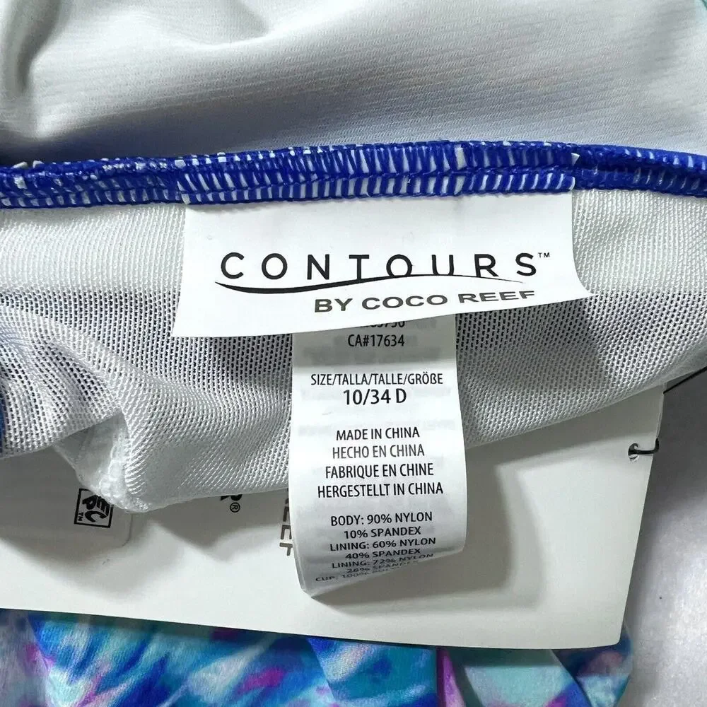 Contours By Coco Reef Tankini Size 10 34D Shape Maker Swimwear Built In Bra NWT - Picture 3 of 16